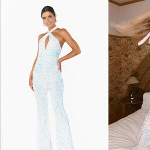Show Me Your MuMu White Sequin Jumpsuit